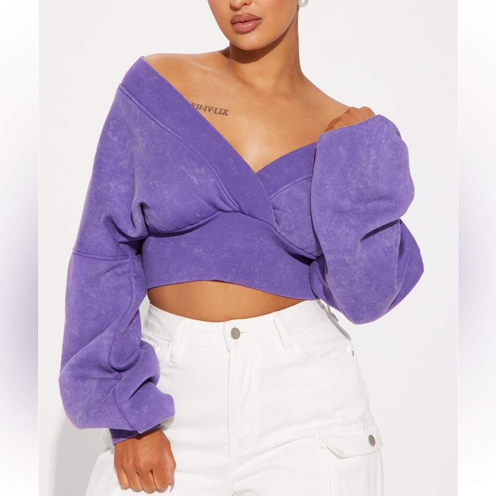 Amara Fleece Off Shoulder Sweatshirt